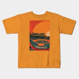 Midcentury Oakland Athletics Stadium Kids T-Shirt